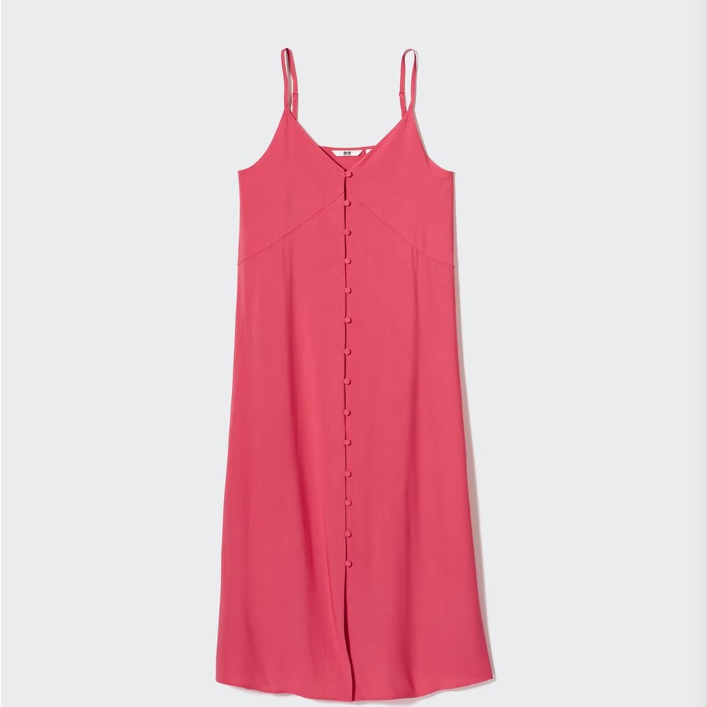 Uniqlo Raspberry Pink Button-Front Slip Dress - Picture 2 of 5
